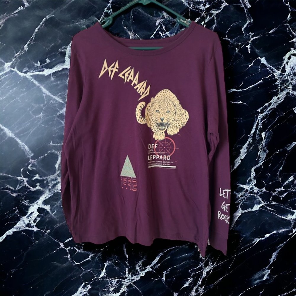 Purple Def Leppard Long Sleeve Shirt - Vinyl Icons, Size 1 (60% Cotton, 40% Poly